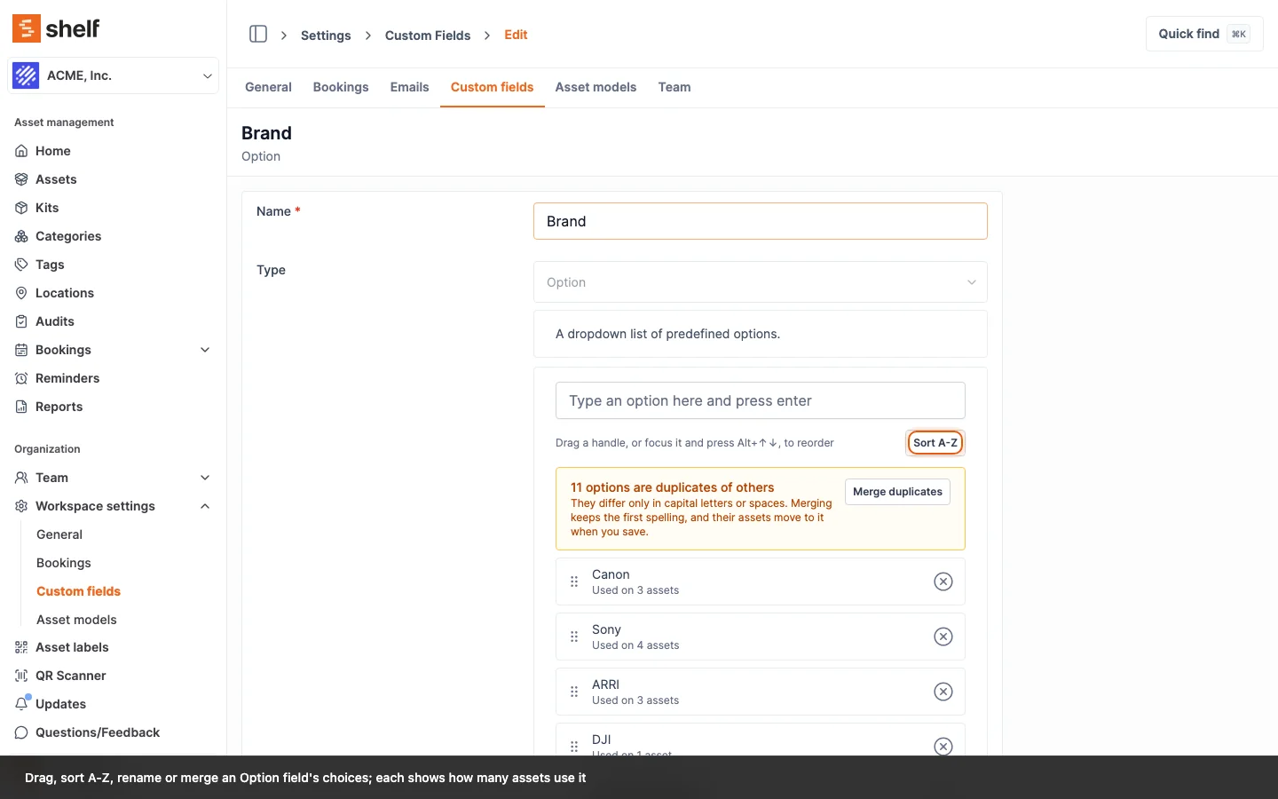 Sort, Rename and Merge Dropdown Options