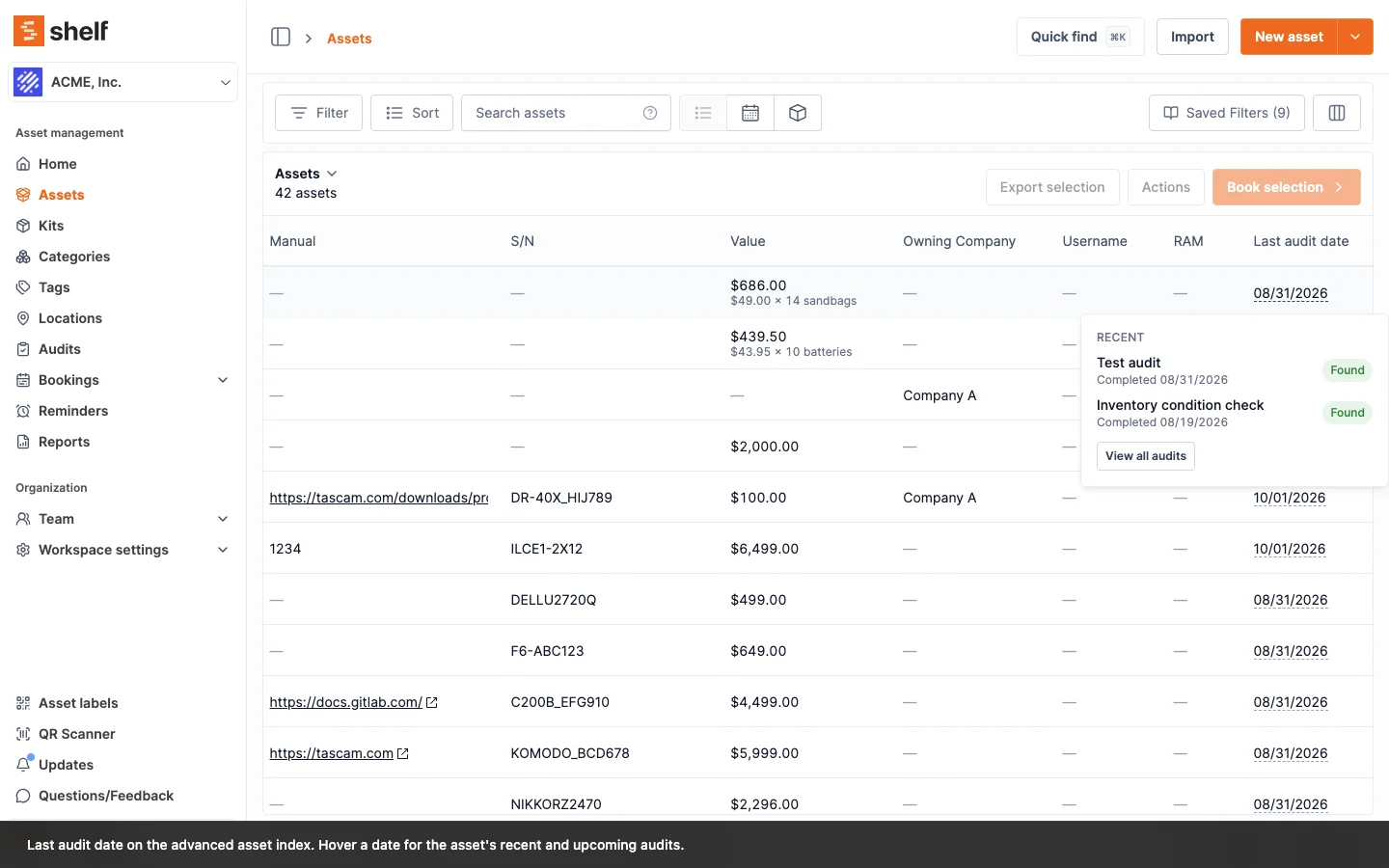 See When Each Asset Was Last Audited